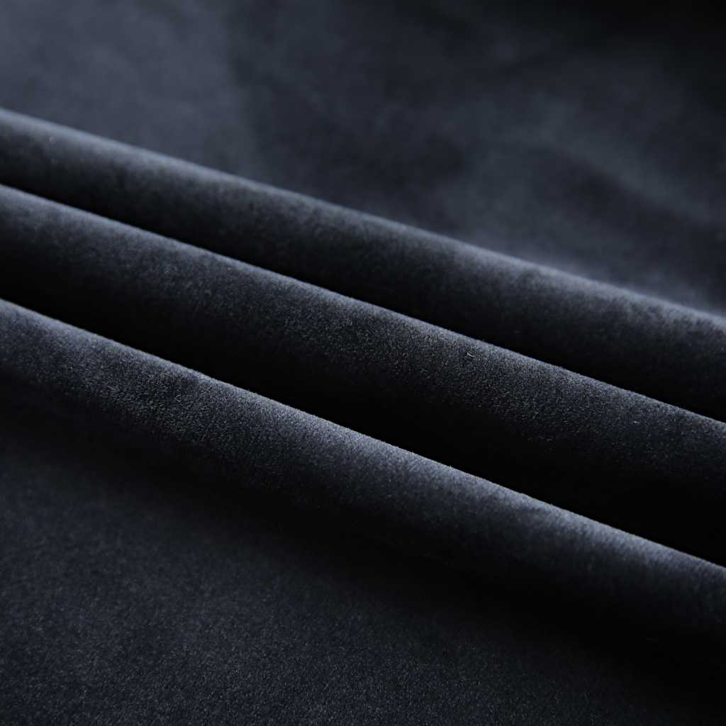 Blackout Curtains with Hooks 2 pcs Velvet Black 140x225 cm