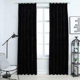 Blackout Curtains with Hooks 2 pcs Velvet Black 140x225 cm