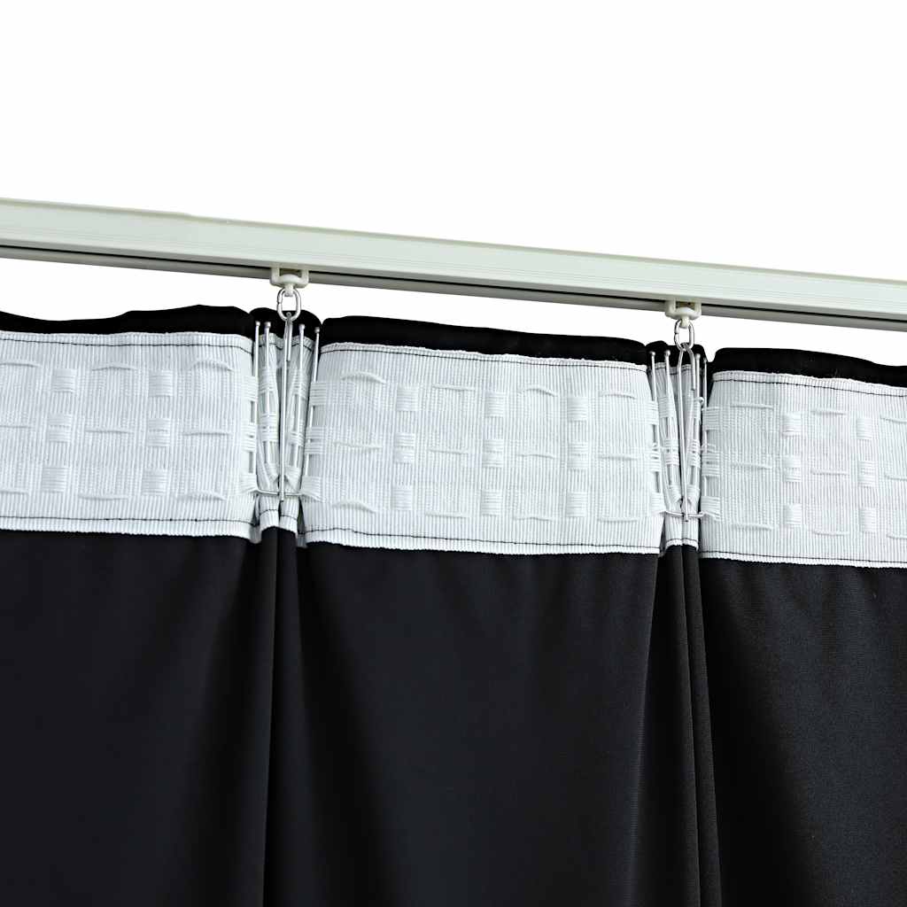 Rideaux occultants avec crochets 2 pcs Velours Noir 140x245 cm