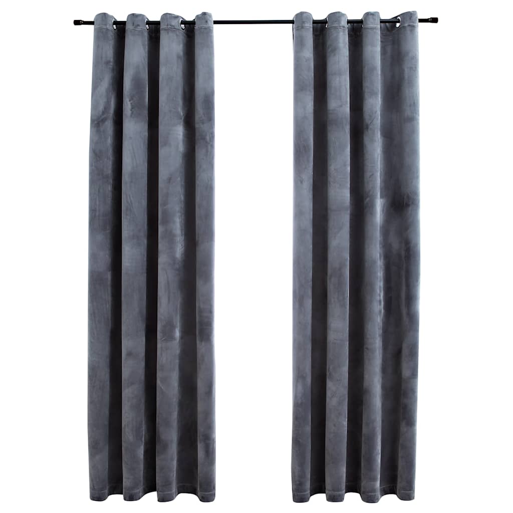 Blackout curtains and rings 2pcs Velvet Anthracite 140x175cm