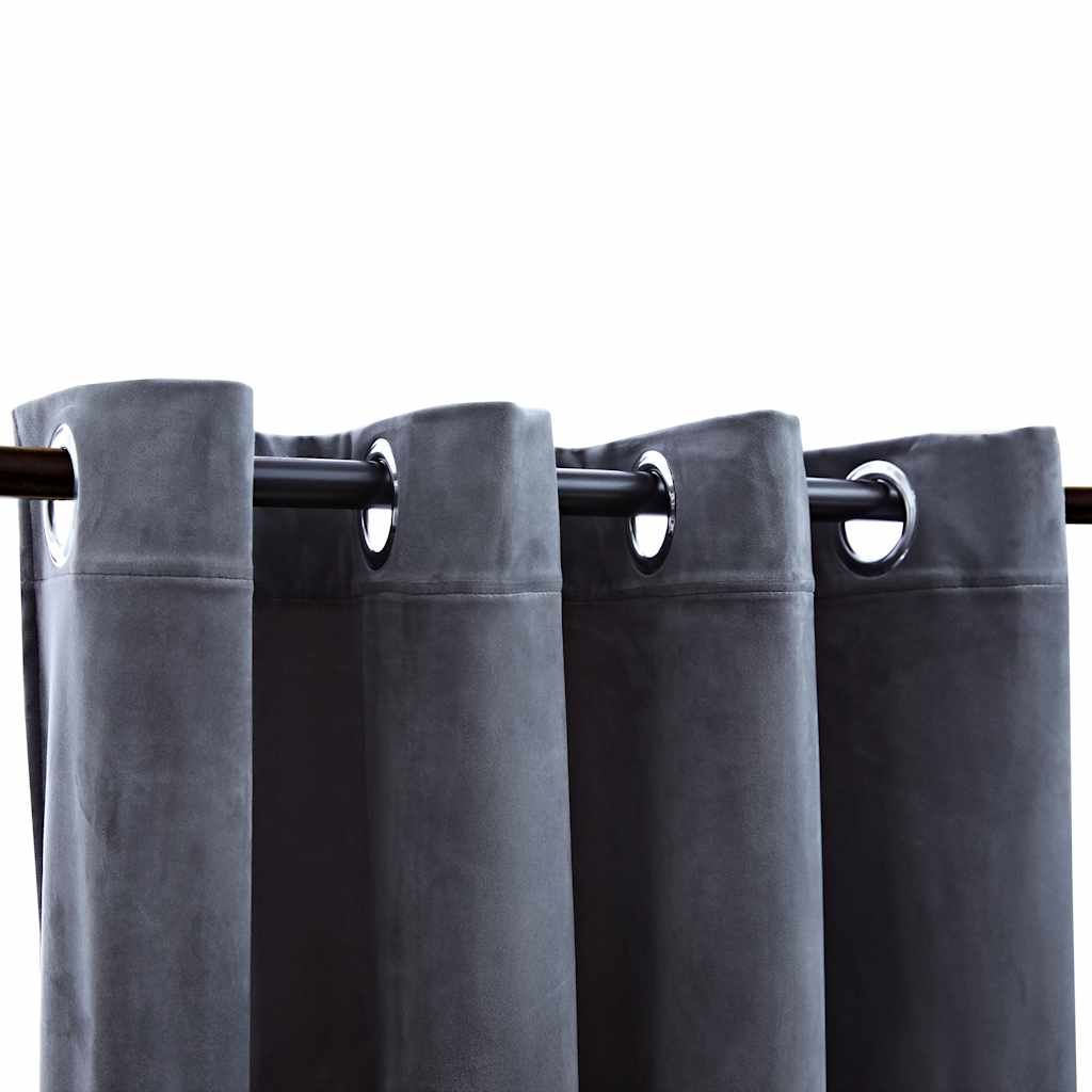 Blackout curtains and rings 2pcs Velvet Anthracite 140x175cm