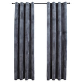 Rideaux occultants et anneaux 2pcs Velours Anthracite 140x225cm