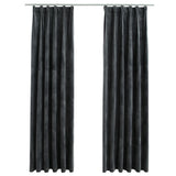 Rideaux occultants et crochet 2pcs Velours Anthracite 140x175cm