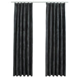 Blackout curtains and hook 2pcs Velvet Anthracite 140x225cm