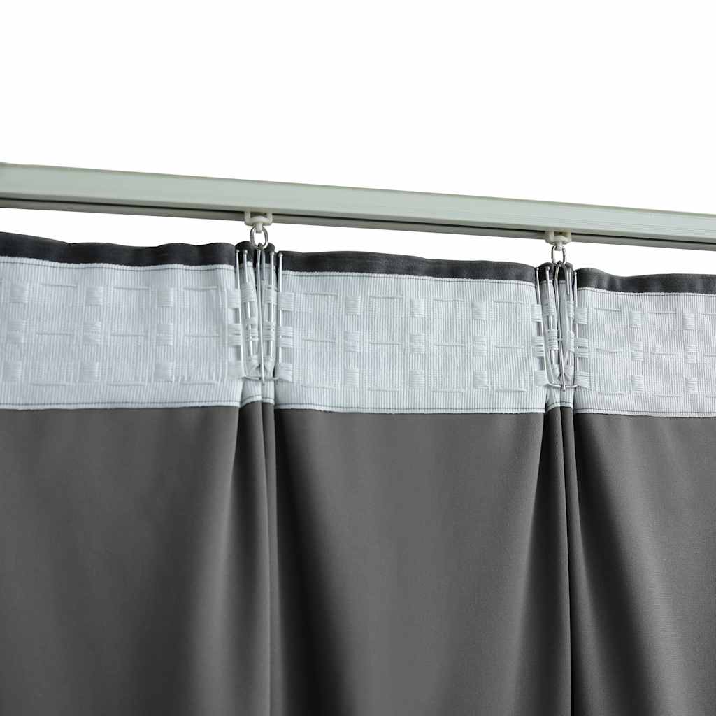 Blackout curtains and hook 2pcs Velvet Anthracite 140x225cm