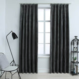 Blackout curtains and hook 2pcs Velvet Anthracite 140x225cm