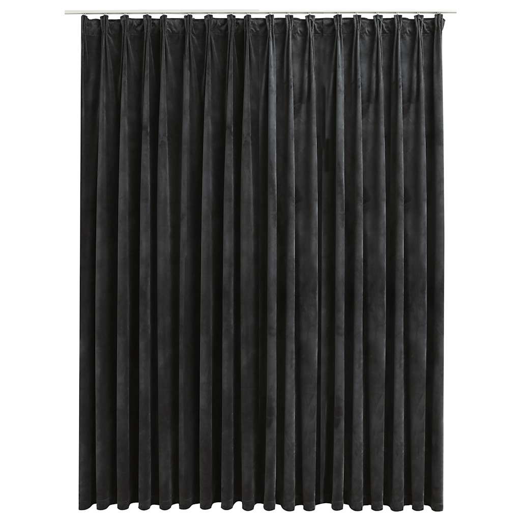 Blackout curtain with hooks Velvet Anthracite 290x245 cm