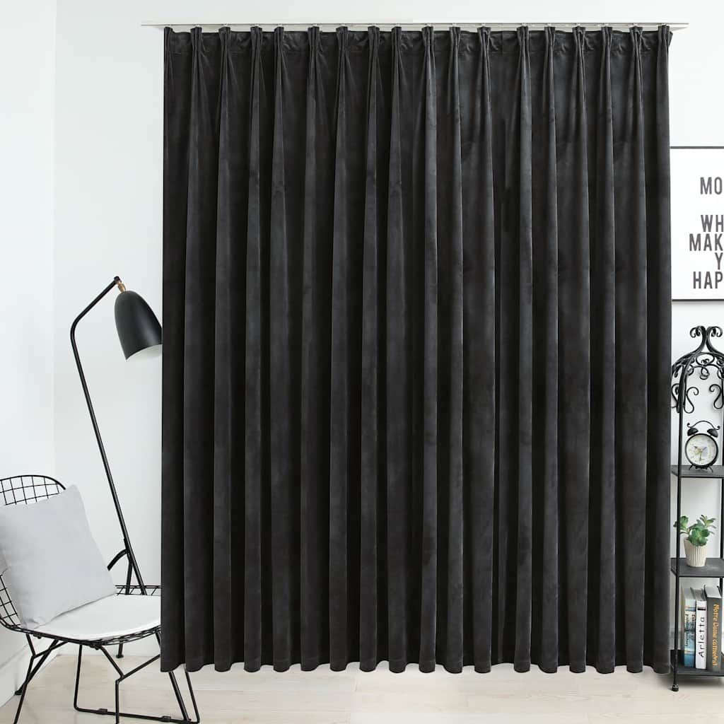 Blackout curtain with hooks Velvet Anthracite 290x245 cm