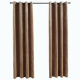 Rideaux occultants avec anneaux 2 pcs Velours Beige 140x175 cm