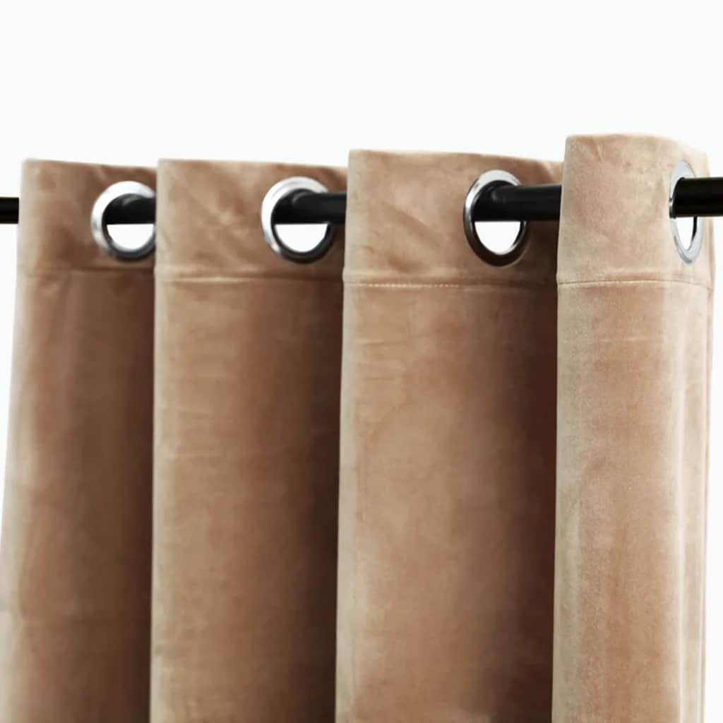 Blackout curtains with rings 2 pcs Velvet Beige 140x225 cm