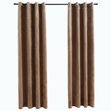 Blackout curtains with rings 2 pcs Velvet Beige 140x245 cm