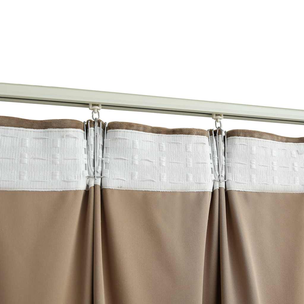 Blackout Curtains with Hooks 2 pcs Velvet Beige 140x245 cm