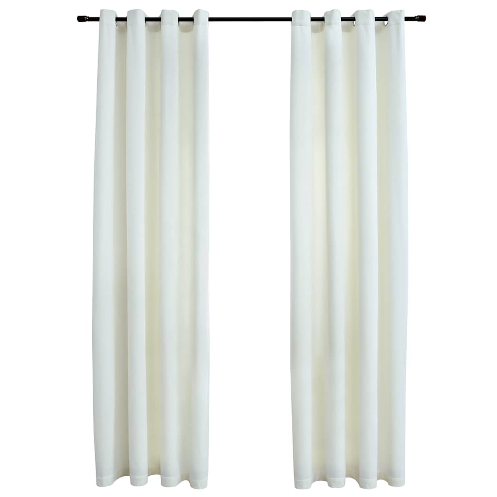 Blackout curtains with rings 2 pcs Velvet Cream 140x225 cm