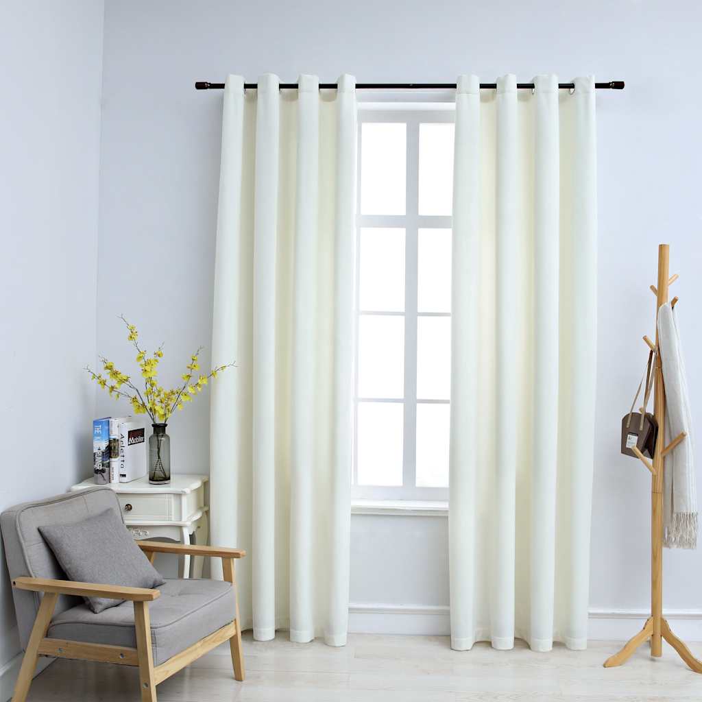 Blackout curtains with rings 2 pcs Velvet Cream 140x225 cm