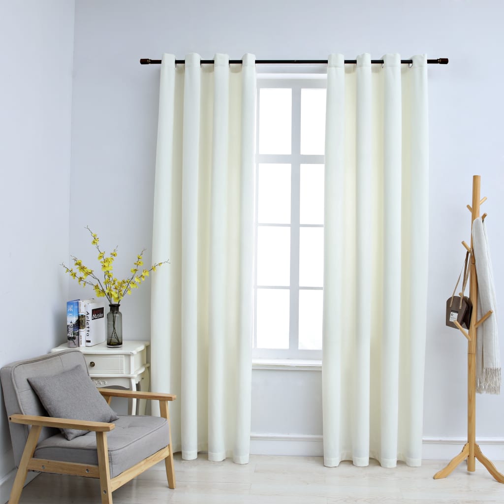 Blackout curtains with rings 2 pcs Velvet Cream 140x245 cm