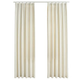 Blackout Curtains with Hooks 2 pcs Velvet Cream 140x175 cm