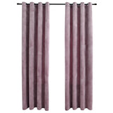 Blackout curtains with rings 2 pcs Velvet Pink 140x175 cm