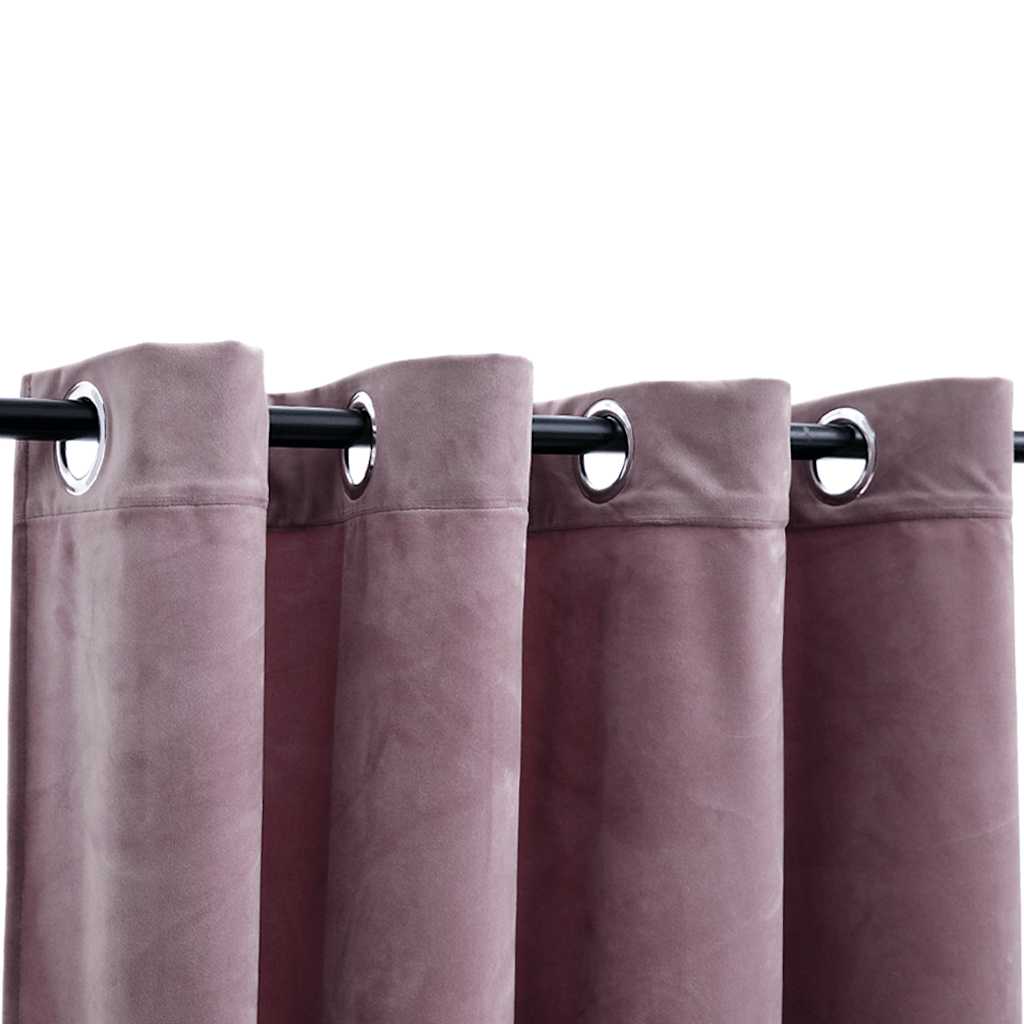 Blackout curtains with rings 2 pcs Velvet Pink 140x175 cm