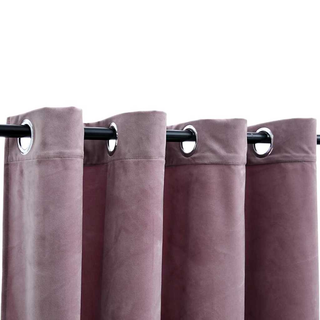 Blackout curtains with rings 2 pcs Velvet Pink 140x225 cm