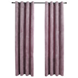 Rideaux occultants avec anneaux 2 pcs Velours Rose 140x245 cm