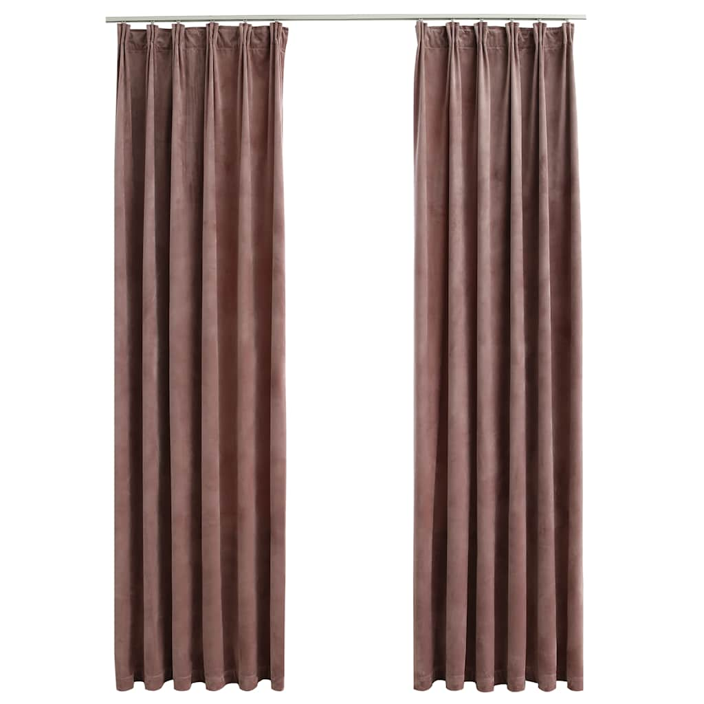 Blackout Curtain and Hook 2pcs Velvet Antique Pink 140x175cm