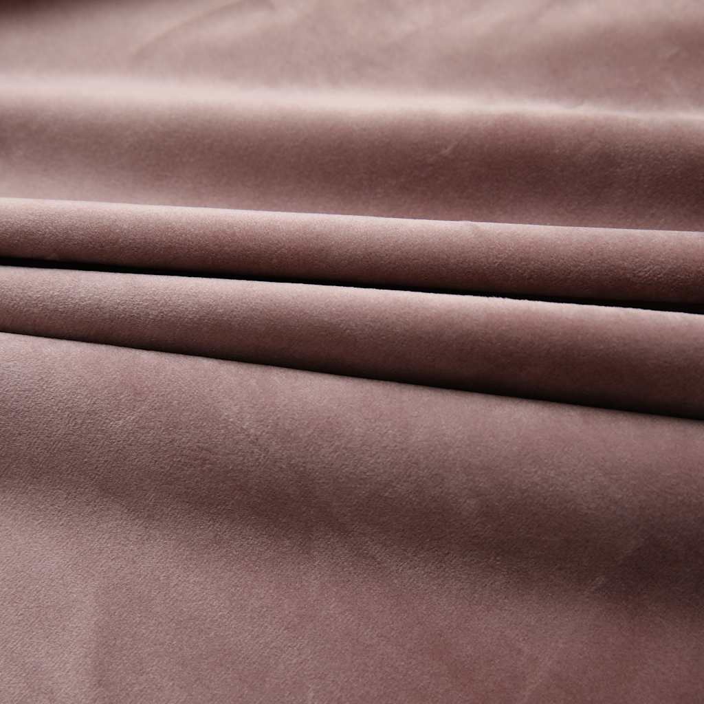 Blackout Curtain and Hook 2pcs Velvet Antique Pink 140x175cm