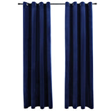 Rideaux occultants et anneaux 2pcs Velours Bleu foncé 140x175cm