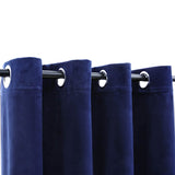 Blackout Curtains and Rings 2pcs Dark Blue Velvet 140x225cm