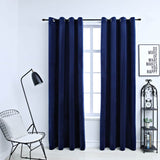 Blackout Curtains and Rings 2pcs Dark Blue Velvet 140x225cm