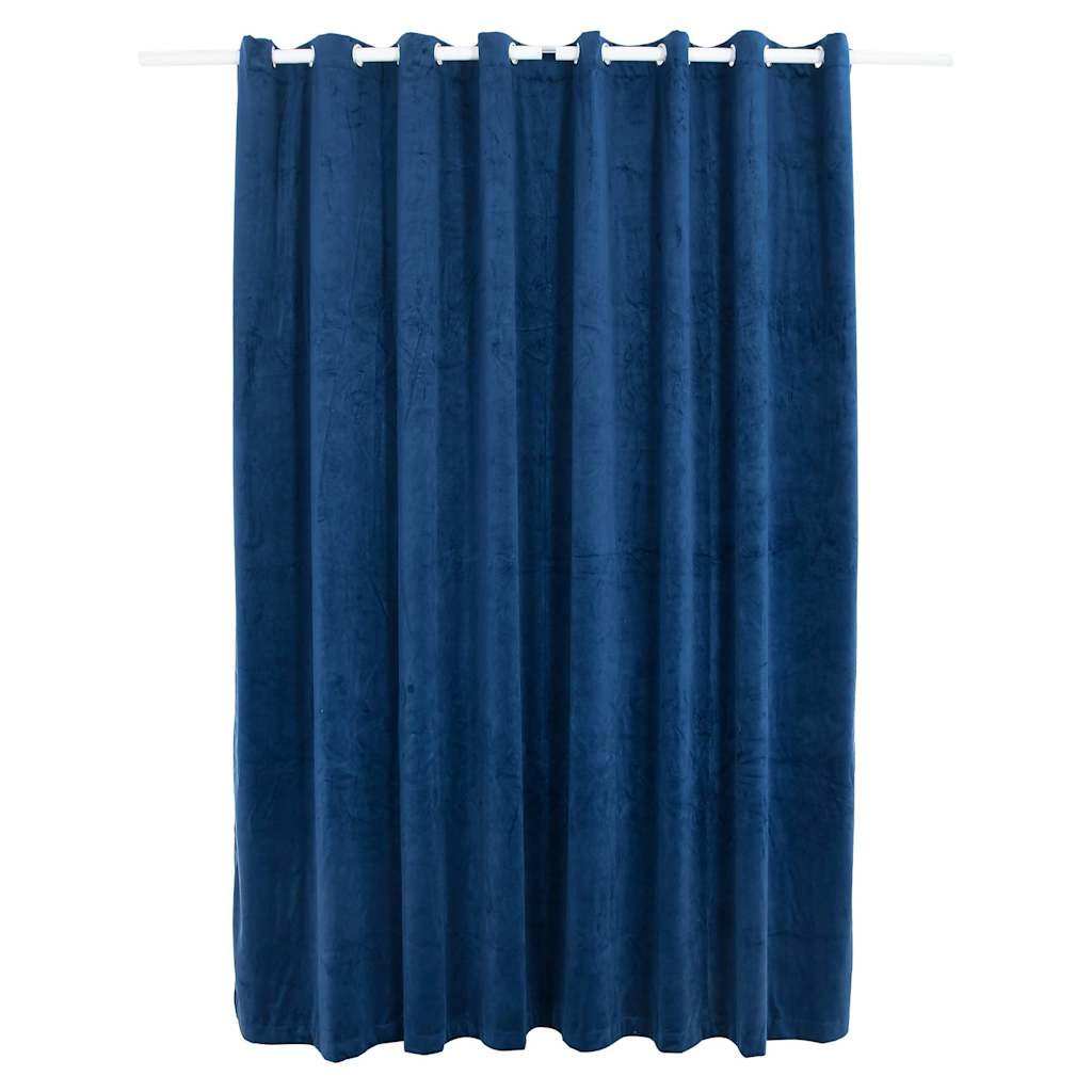 Dark Blue Velvet Blackout Curtain and Rings 290x245 cm