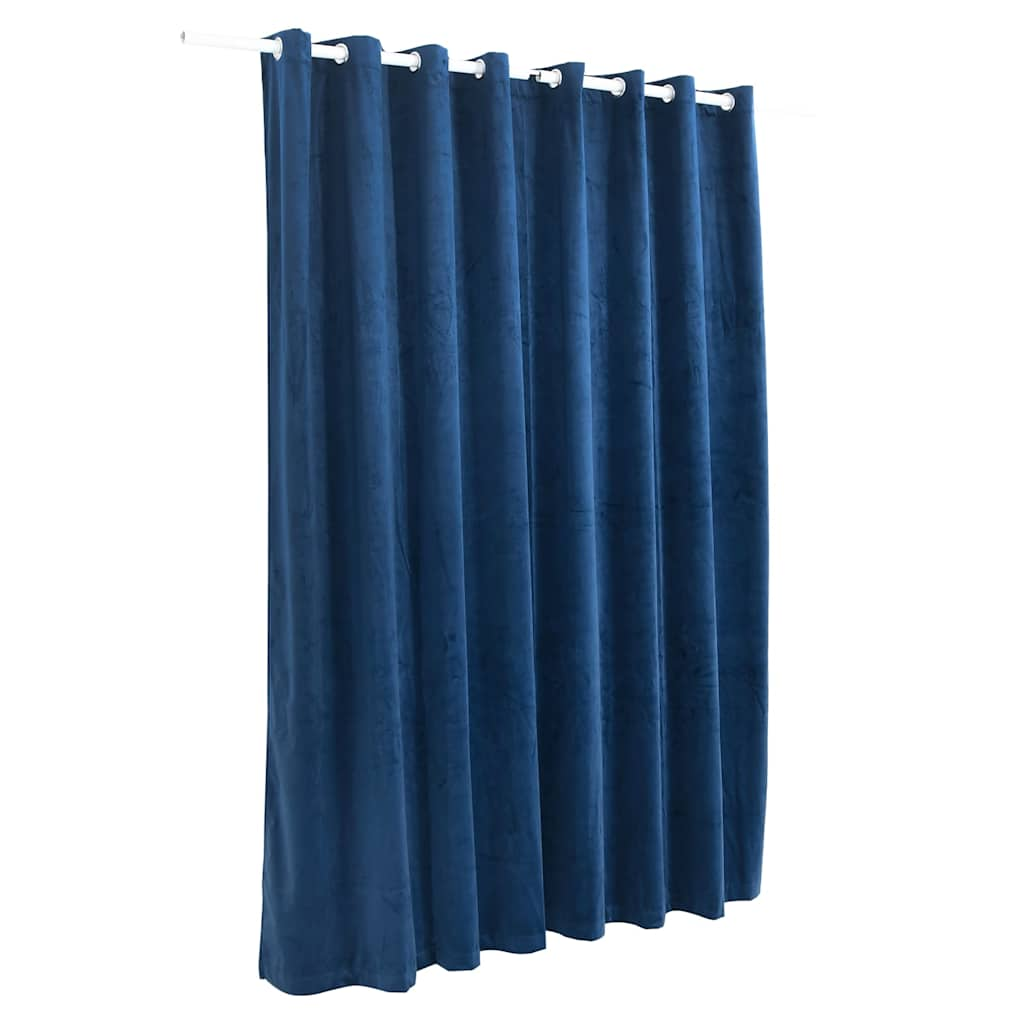 Dark Blue Velvet Blackout Curtain and Rings 290x245 cm