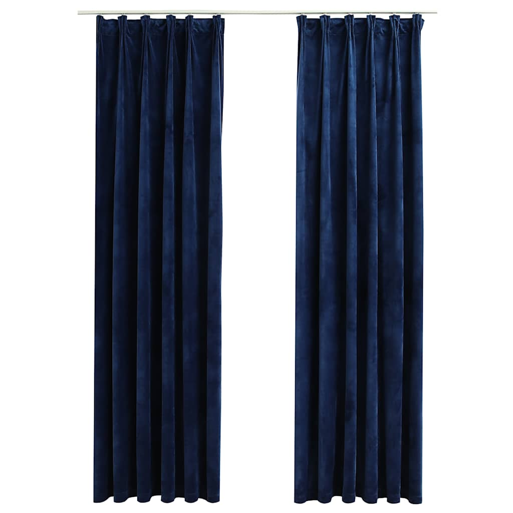 Rideaux occultants et crochet 2pcs Velours Bleu foncé 140x225cm