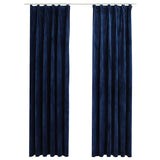 Rideaux occultants et crochet 2pcs Velours Bleu foncé 140x245cm