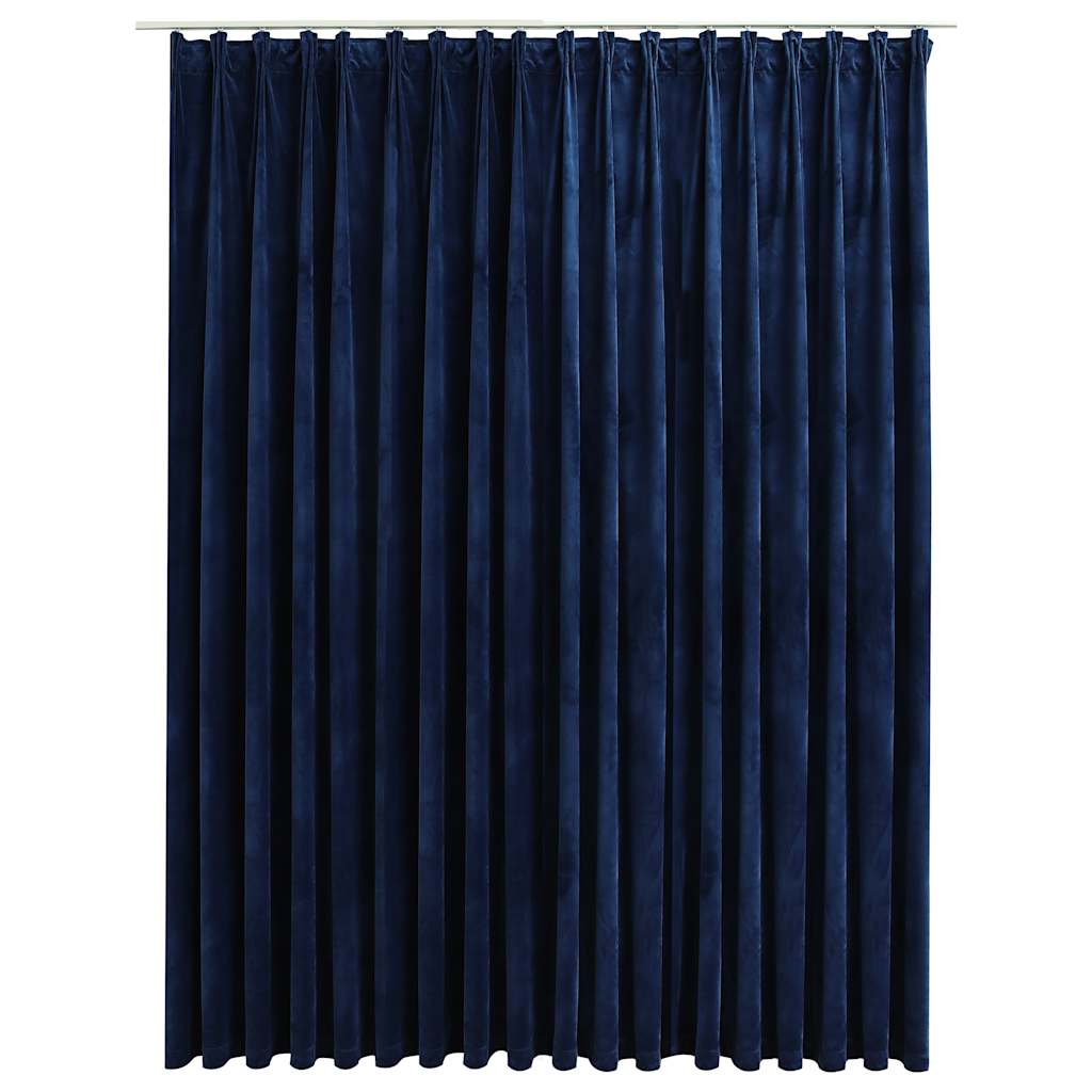 Blackout curtain with hooks Dark blue velvet 290x245 cm