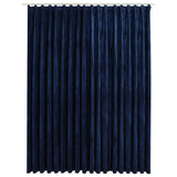 Blackout curtain with hooks Dark blue velvet 290x245 cm