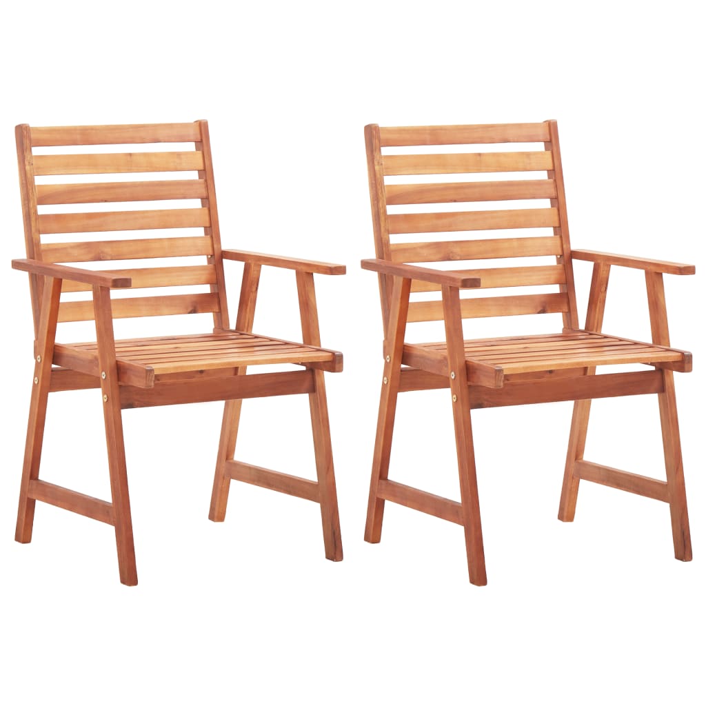 Outdoor Dining Chairs Set of 2 Solid Acacia Wood