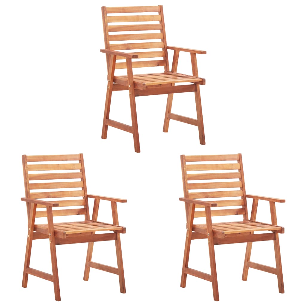 Chaises à manger d'extérieur lot de 3 Acacia massif