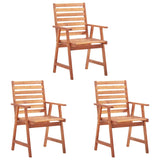 Chaises à manger d'extérieur lot de 3 Acacia massif