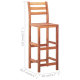 Chaises de bar lot de 2 bois d'acacia solide