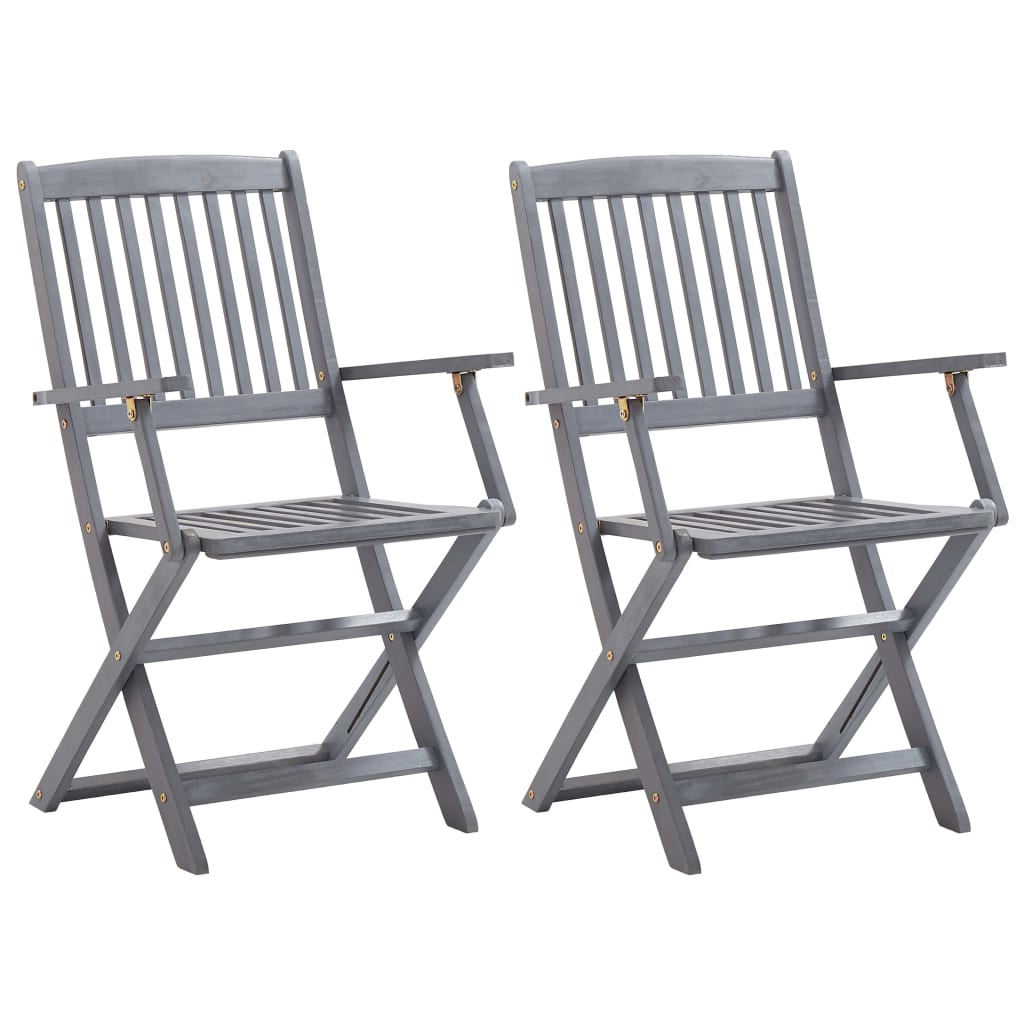 Chaises pliables d'extérieur lot de 2 Bois d'acacia solide