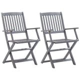 Chaises pliables d'extérieur lot de 2 Bois d'acacia solide