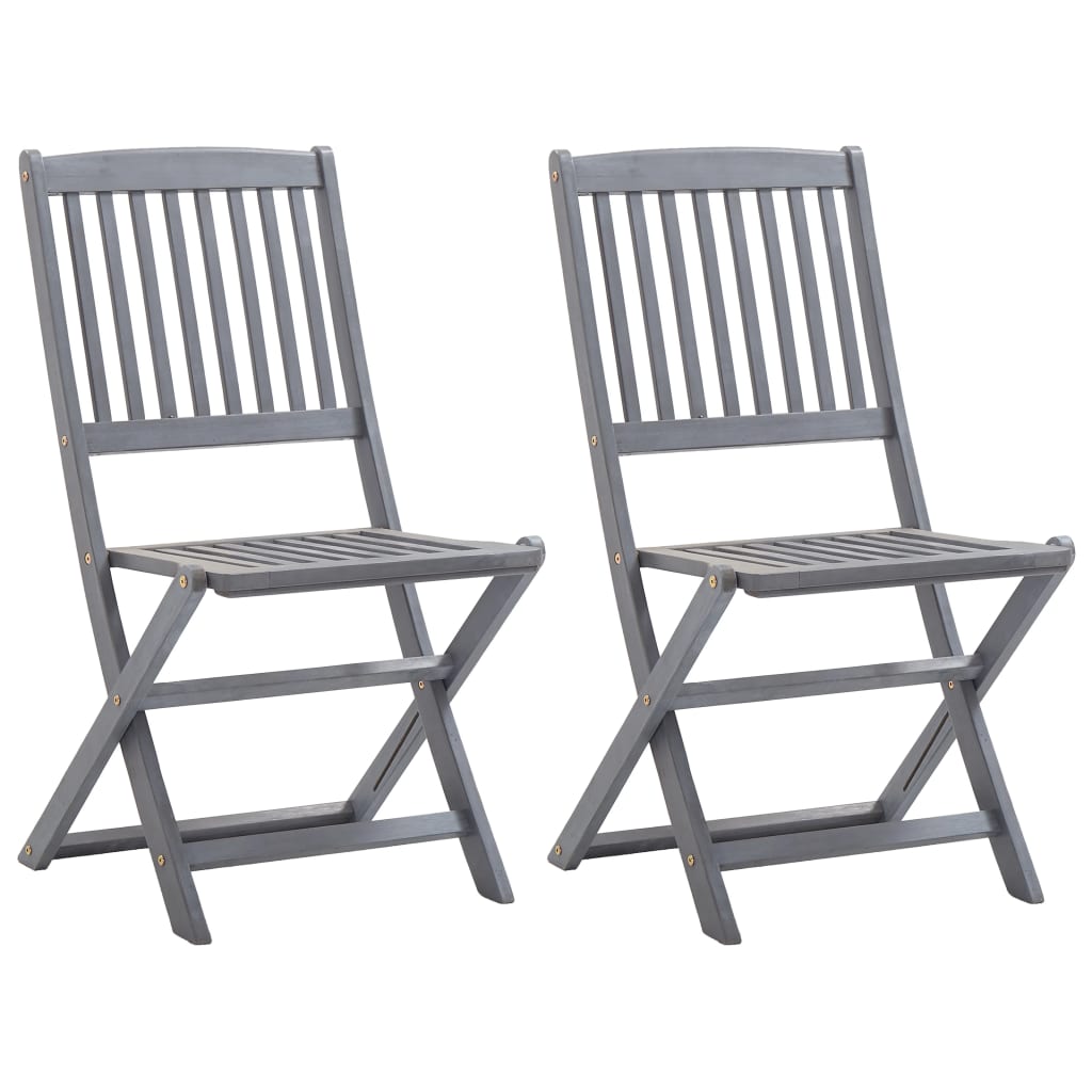 Chaises pliables d'extérieur lot de 2 Bois d'acacia solide