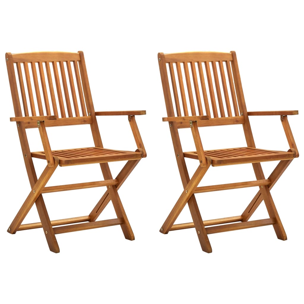 Chaises pliables d'extérieur lot de 2 Bois d'acacia solide