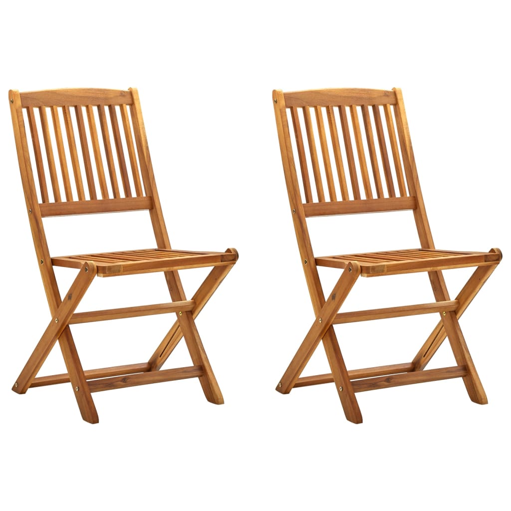 Chaises pliables d'extérieur lot de 2 Bois d'acacia solide