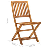 Chaises pliables d'extérieur lot de 2 Bois d'acacia solide