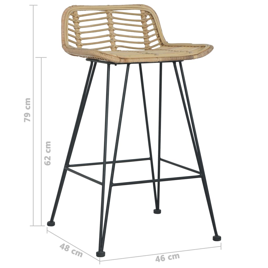 Chaises de bar lot de 2 rotin Naturel