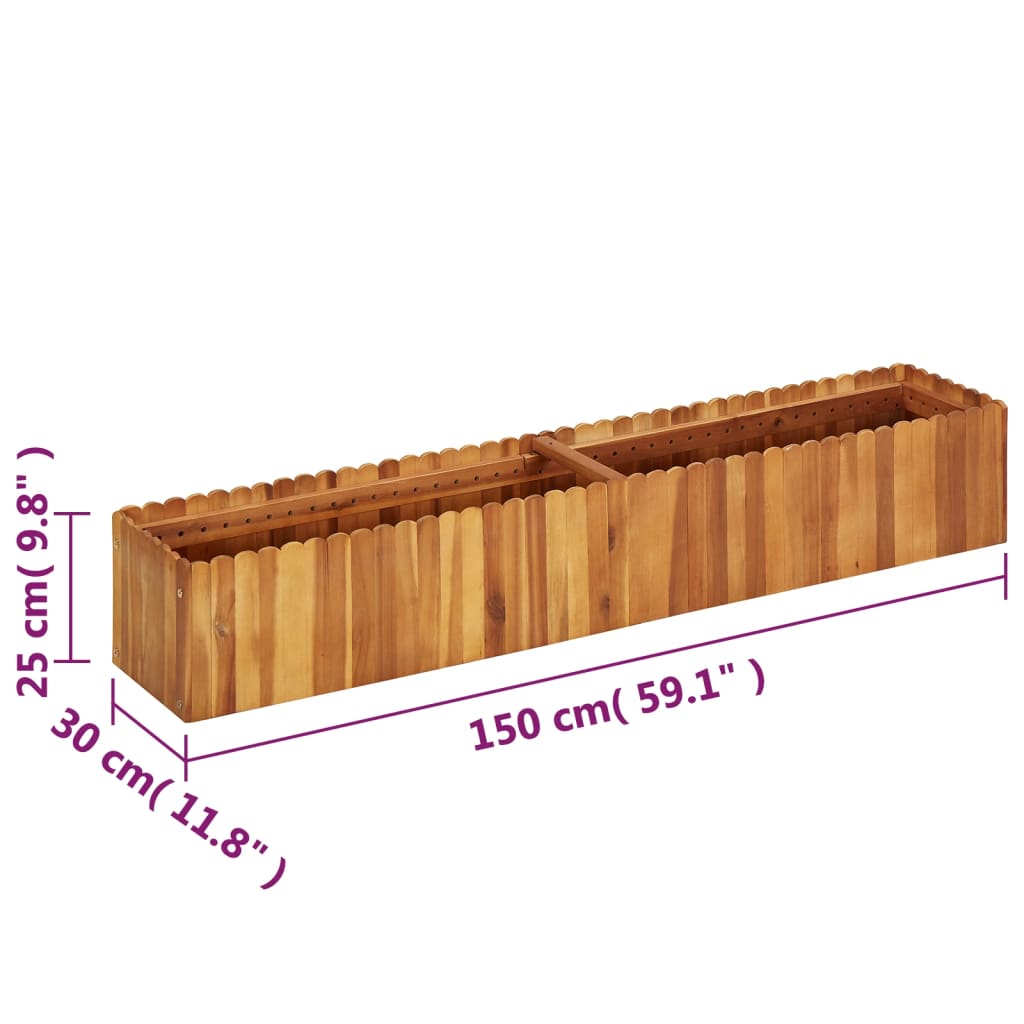 Lit surélevé de jardin 150x30x25 cm Bois massif d'acacia