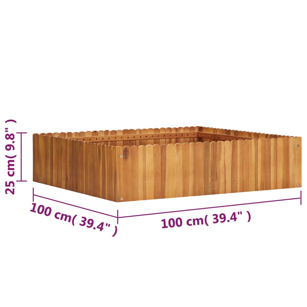 Lit surélevé de jardin 100x100x25 cm Bois massif d'acacia