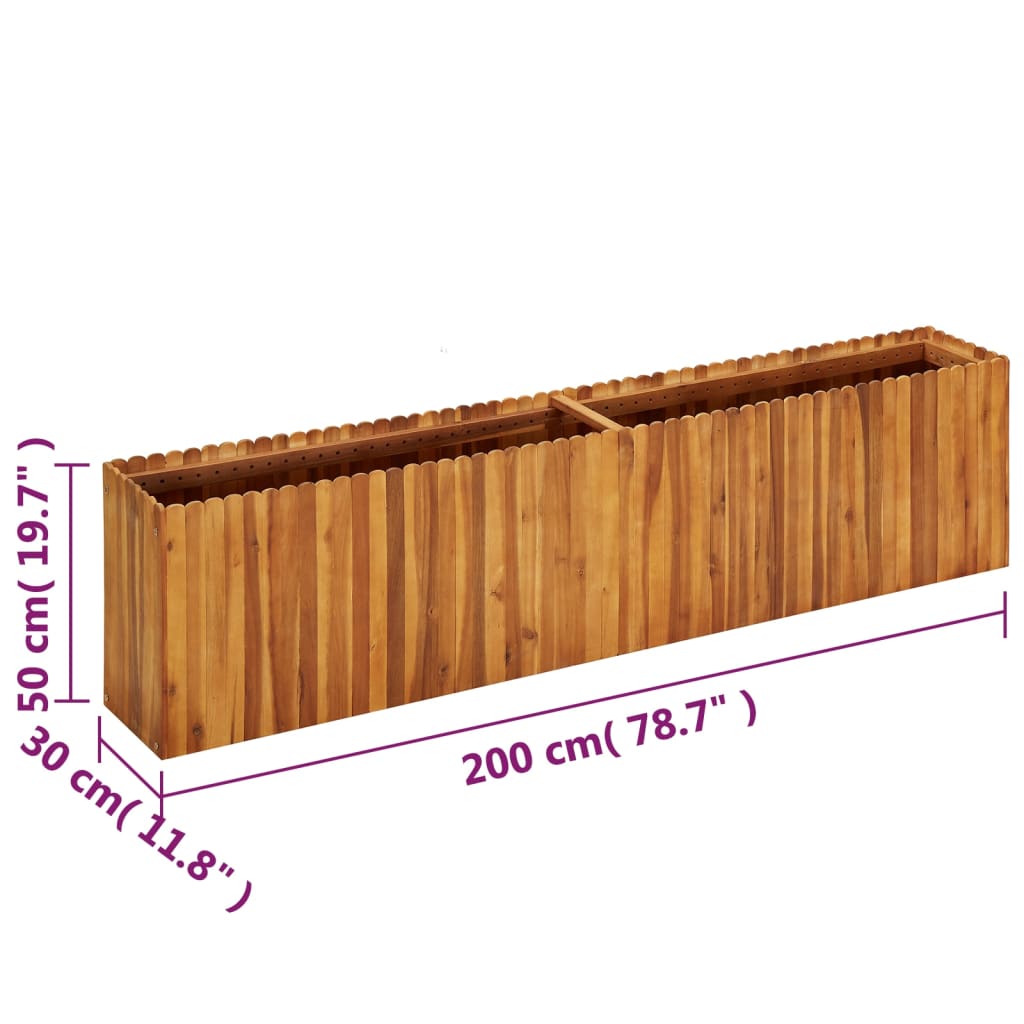 Lit surélevé de jardin 200x30x50 cm Bois massif d'acacia