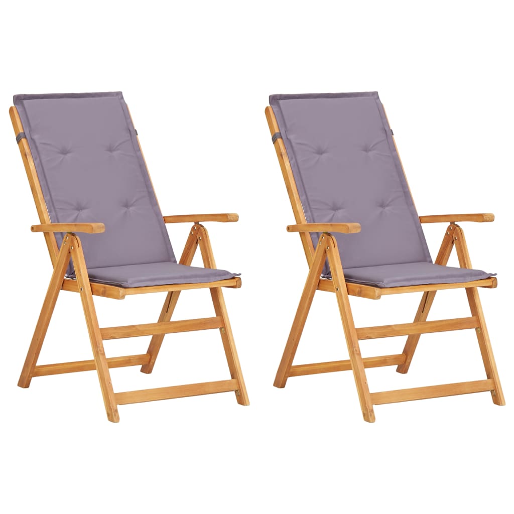 Chaises inclinables de jardin lot de 2 Bois solide d'acacia